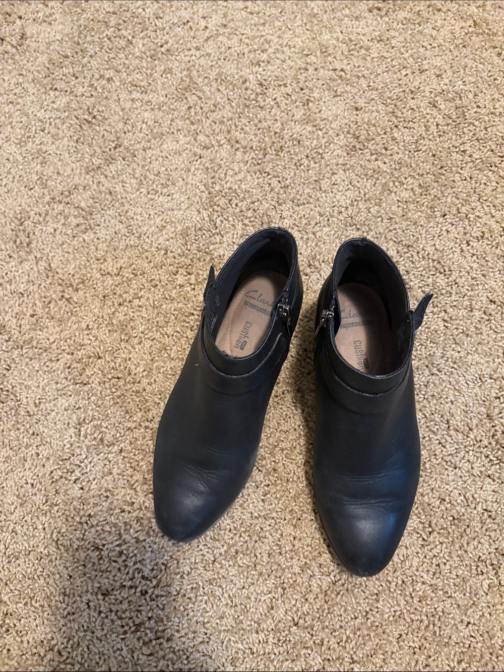 Clarks Black Leather Booties Size 6